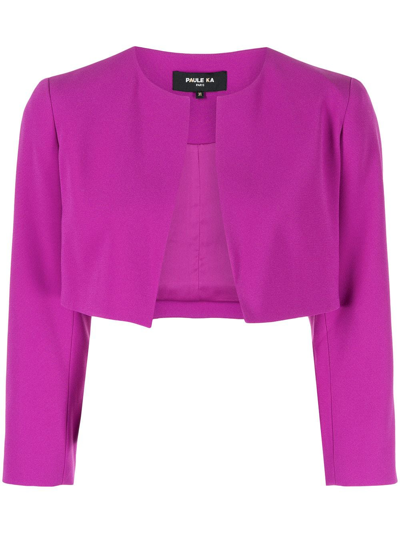 Paule Ka Open-front Cropped Jacket In Purple