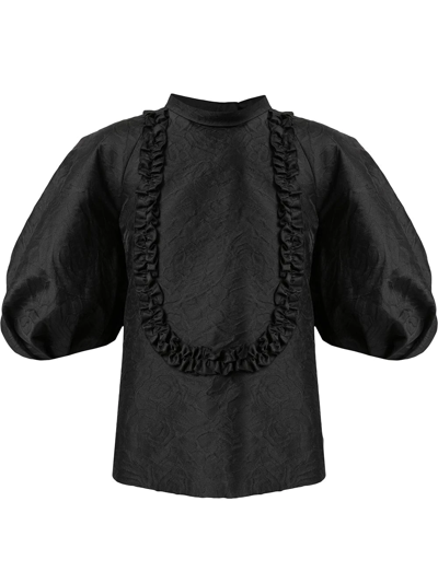 Dice Kayek Jacquard Ruffle Blouse In Schwarz