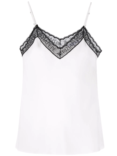 Patrizia Pepe Lace-detail Vest Top In Weiss