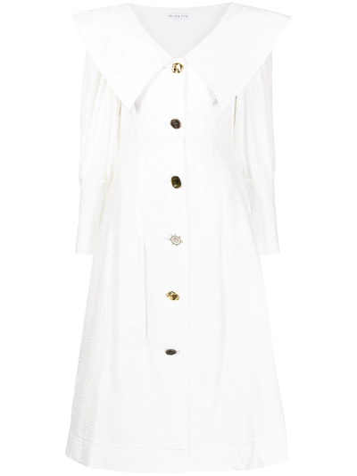 Rejina Pyo Milo Exaggerated-collar Cotton-seersucker Dress In White