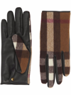 BURBERRY CHECK-PANEL LEATHER GLOVES