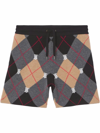 Burberry Monogram-motif Argyle Intarsia Track Shorts In Braun
