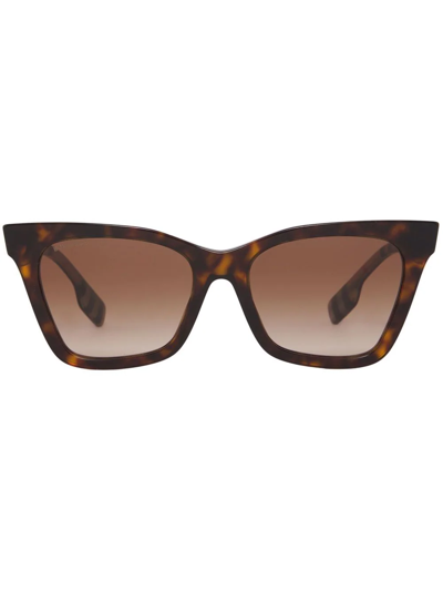 Burberry Vintage Check-detail Square-frame Sunglasses In Brown