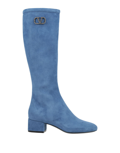 Valentino Garavani Knee Boots In Pastel Blue
