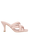 Ash Crossover-strap Leather Mules In Pink