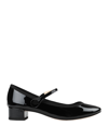 Repetto Ballerina In Shiny Leather With Strap In Black