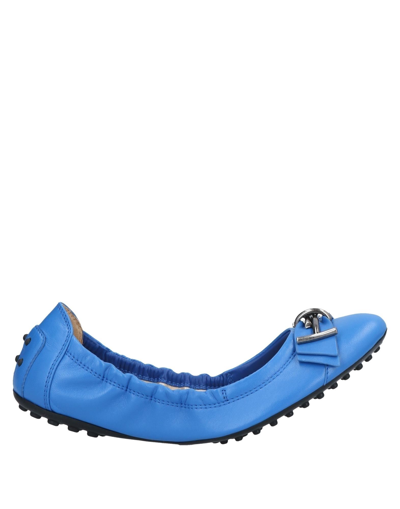 TOD'S TOD'S WOMAN BALLET FLATS BRIGHT BLUE SIZE 7.5 SOFT LEATHER,11966020DR 6