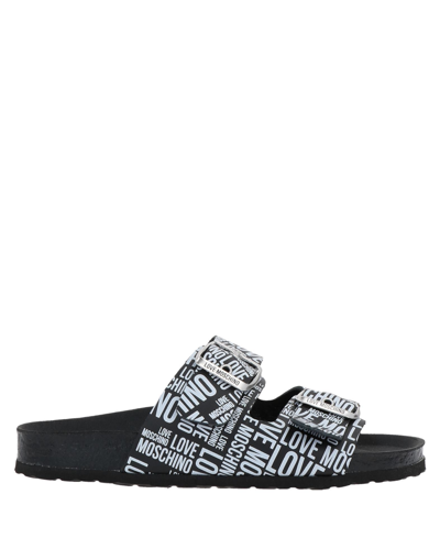 Love Moschino Leather Sandals In Black