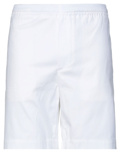 Mauro Grifoni Short Oxford Sfrangiato White Oxford Cotton Shorts With Ripped Hems In White