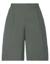Anna Seravalli Woman Shorts & Bermuda Shorts Military Green Size 6 Cotton, Polyamide, Elastane