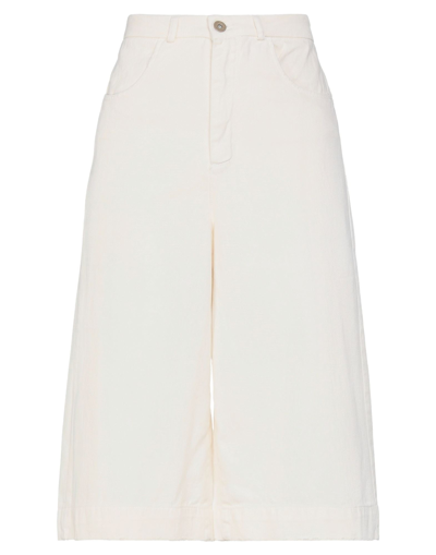 Merci .., Woman Pants Ivory Size 26 Cotton In White