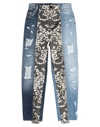 Dolce & Gabbana Multicolor Patchwork Tapered Denim Jeans In Blue