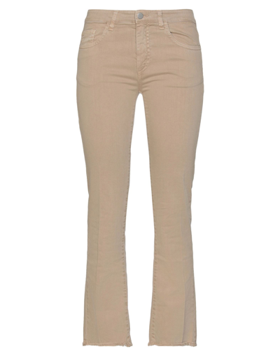 Paola Aragone Woman Jeans Camel Size 26 Cotton, Elastane In Beige