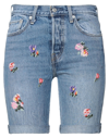 Semicouture Mathilde Floral-embroidered Denim Shorts In Blue