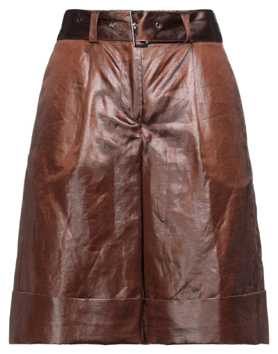 Peserico Woman Shorts & Bermuda Shorts Cocoa Size 4 Linen, Polyester, Cotton In Brown