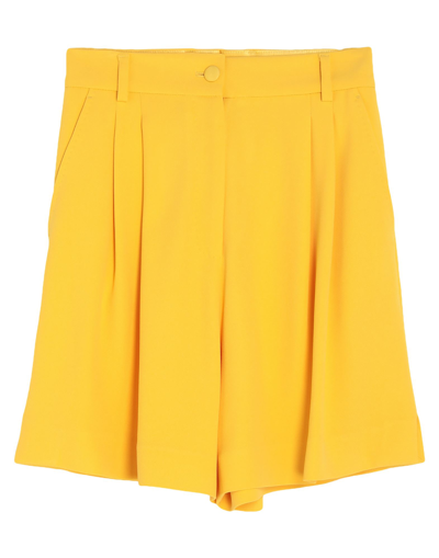 Dolce & Gabbana Woman Shorts & Bermuda Shorts Ocher Size 16 Viscose, Acetate, Elastane In Yellow