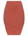 Rick Owens Midi Skirts In Brick Red