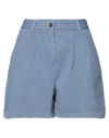Merci .., Woman Shorts & Bermuda Shorts Pastel Blue Size 4 Cotton