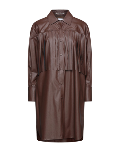 Merci .., Woman Shirt Chocolate Brown Size 2 Polyurethane, Polyester