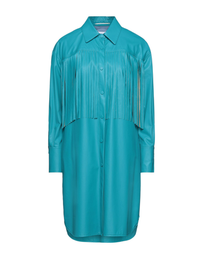 Merci Italia Woman Shirt Turquoise Size 2 Polyurethane, Polyester In Blue