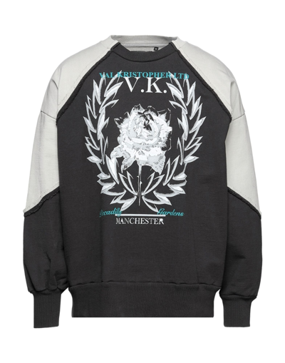 Val Kristopher Black/grey Crew-neck Sweatshirt With Print