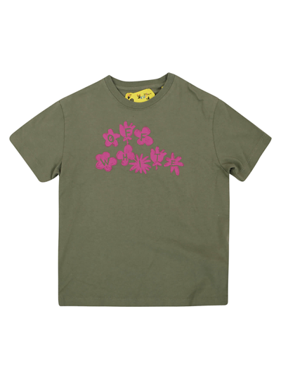 Off-white Kids' Off Flower Tee S/s In Military F