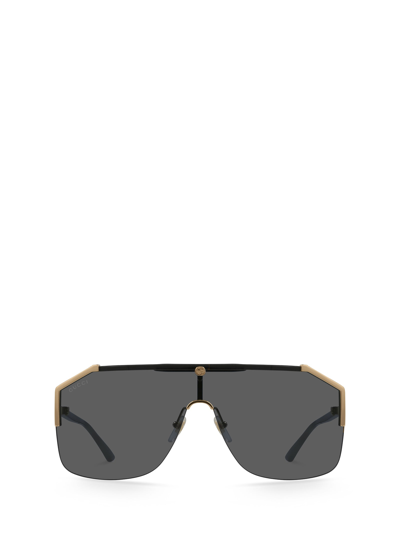 Gucci Sunglasses Gg0291s Rectangular-frame Gold Metal Sunglasses In Black / Grey