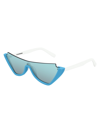 Courrèges Mask Mask Acetate Cat Eye Sunglasses In Blue White Light Blue