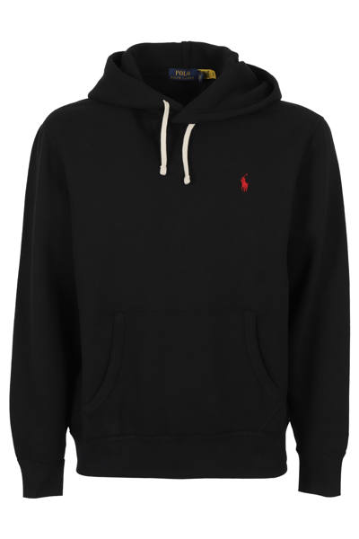 Polo Ralph Lauren Full Zip Hoodie With Ribbed Side Panels In Black