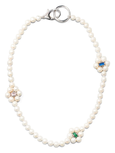 Hatton Labs Sterling Silver Freshwater Pearl And Crystal Necklace
