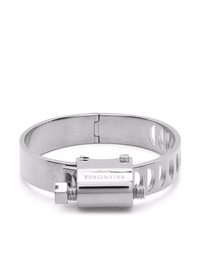 Balenciaga Tool Cut-out Bracelet In Shiny Silver