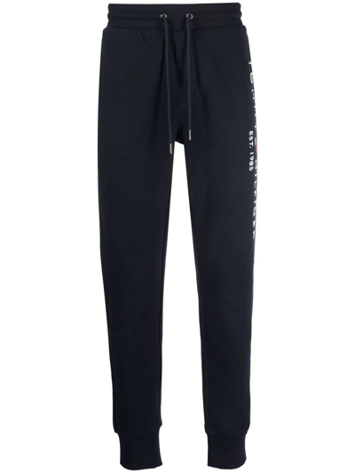 Tommy Hilfiger Logo-embroidered Drawstring Cotton Track Pants In Blau