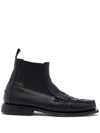 Hereu Fuensa Woven-panel Leather Chelsea Boots In Black