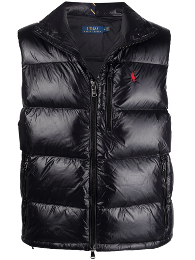 Polo Ralph Lauren Embroidered Logo Gilet Jacket In Schwarz