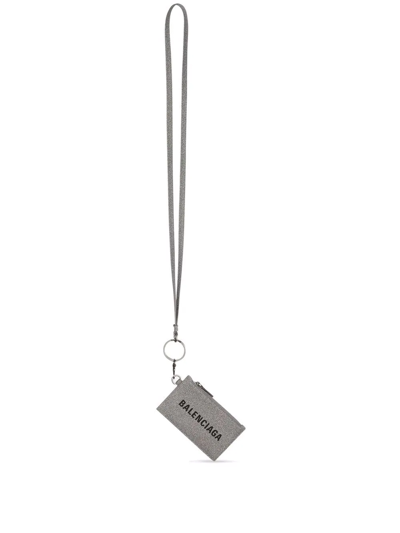 Balenciaga Cash Lanyard-strap Cardholder In Grau