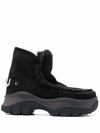Mou Chunky Eskimo Sneake Low Heels Ankle Boots In Black Leather In Schwarz