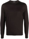 Dell'oglio Crew-neck Merino Jumper In Braun