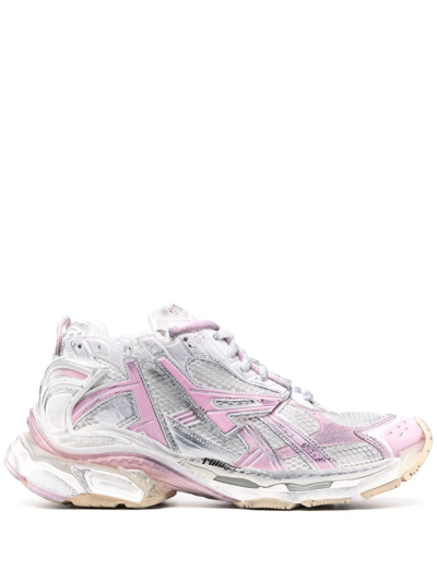 Balenciaga White And Pink Runner Sneakers