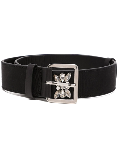 Dice Kayek Rhinestone-embellished Leather Belt In Schwarz