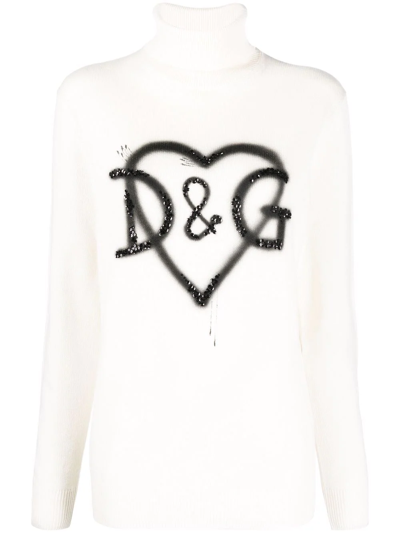 Dolce & Gabbana Logo-intarsia Jumper In Weiss