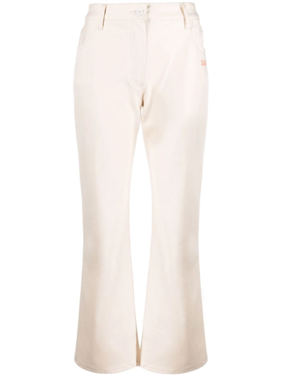 Off-white Cropped Flared Jeans In Cream