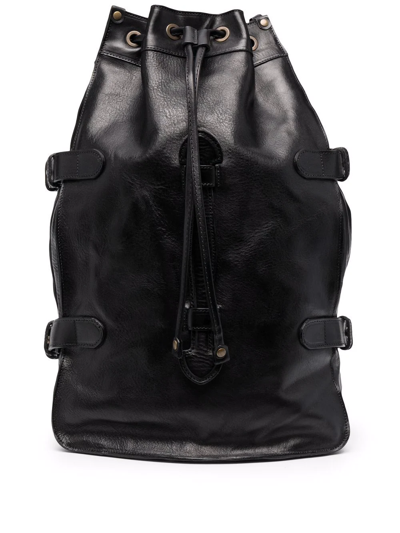 Officine Creative Drawstring Leather Backpack In Schwarz