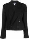 BOTTEGA VENETA DOUBLE-BREASTED CROPPED WOOL BLAZER