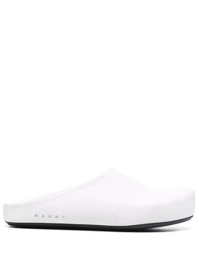 Marni Logo-letter Pebble-effect Clog Slippers In Lily White