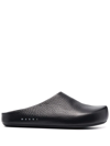 Marni Textured-leather Clog Slippers In Schwarz