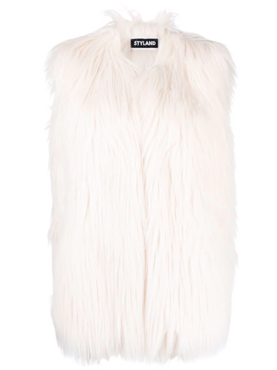 Styland Faux-fur Gilet Jacket In Weiss