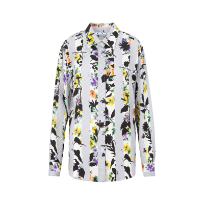 Off-white Woman Light Grey Oversize Shirt With Floral Stripes