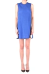 Pinko Blue Textured Mini Dress In Multicolor