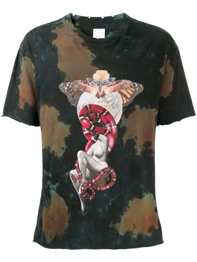 Alchemist Graphic-print Cloud-wash T-shirt In Green