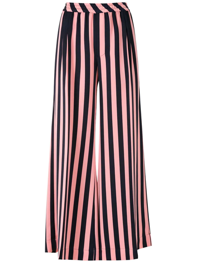 À La Garçonne Striped Flared Trousers In Pink